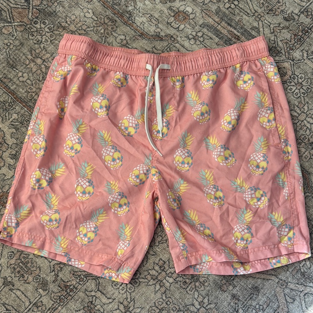Pineapple Print Pink Swim Shorts